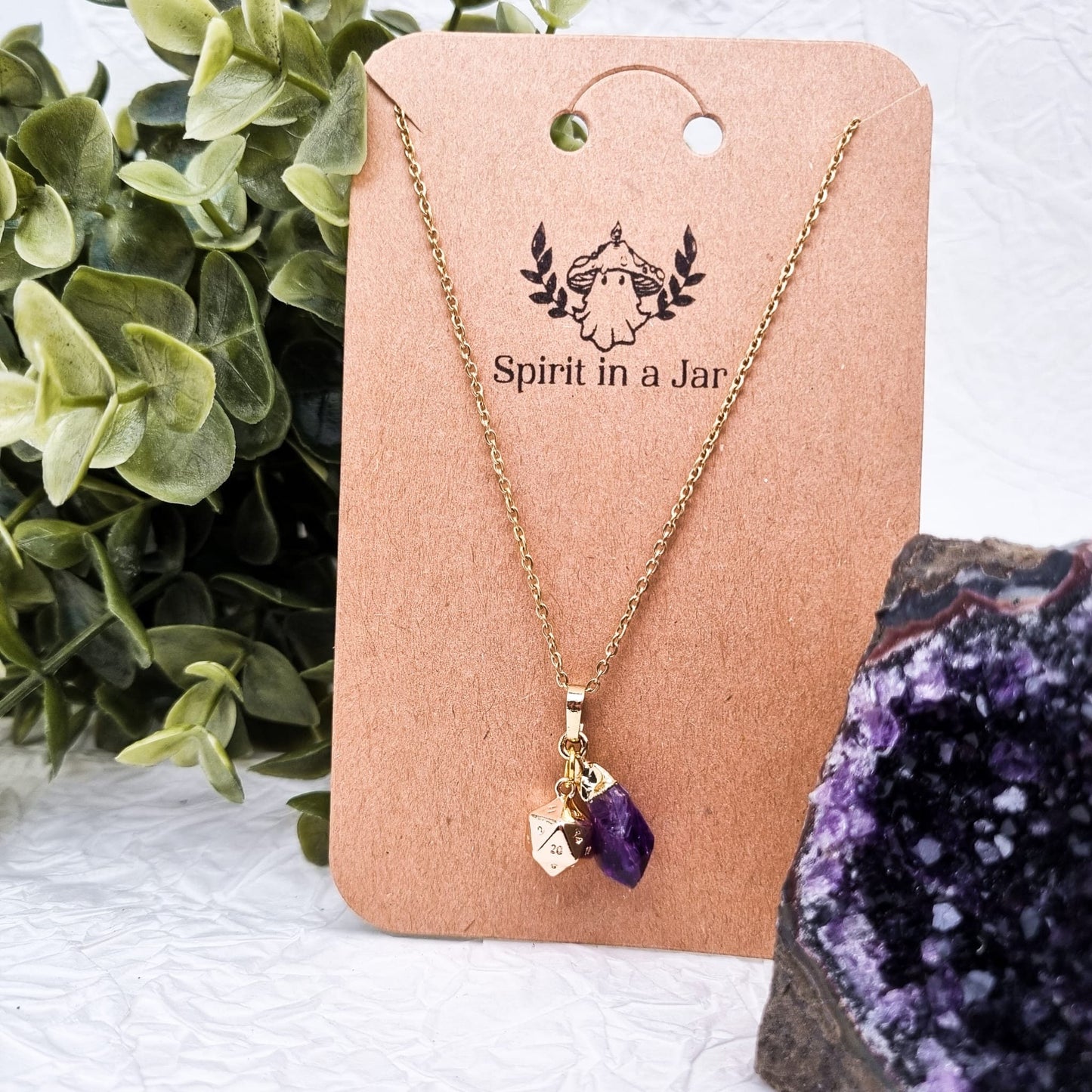 Schliche Dungeons and Dragons Kette mit Amethyst | Gold und SILBER | Edelstahl