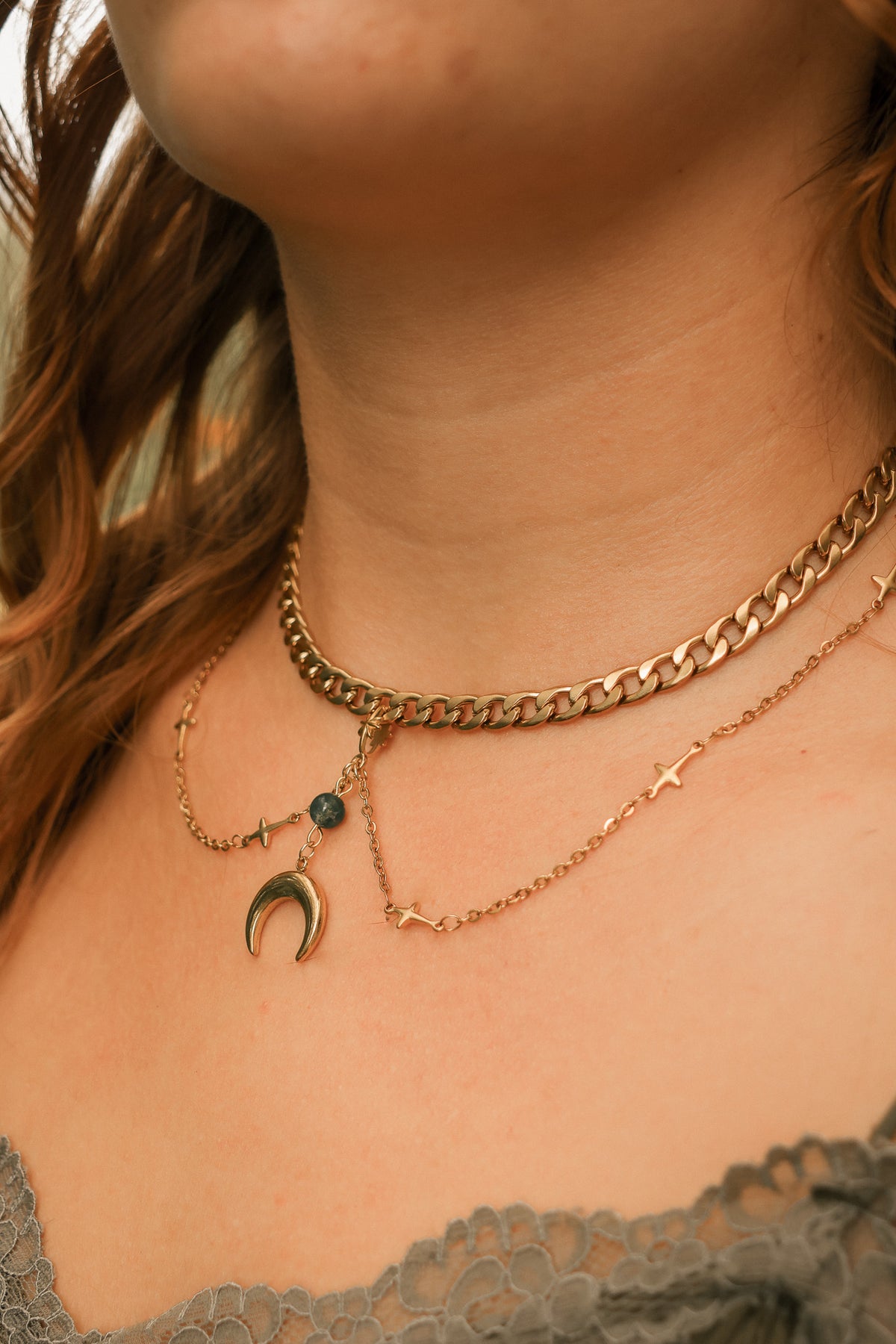 Moonlit Grove Moosachat-Kette | Gold und Silber | Edelstahl