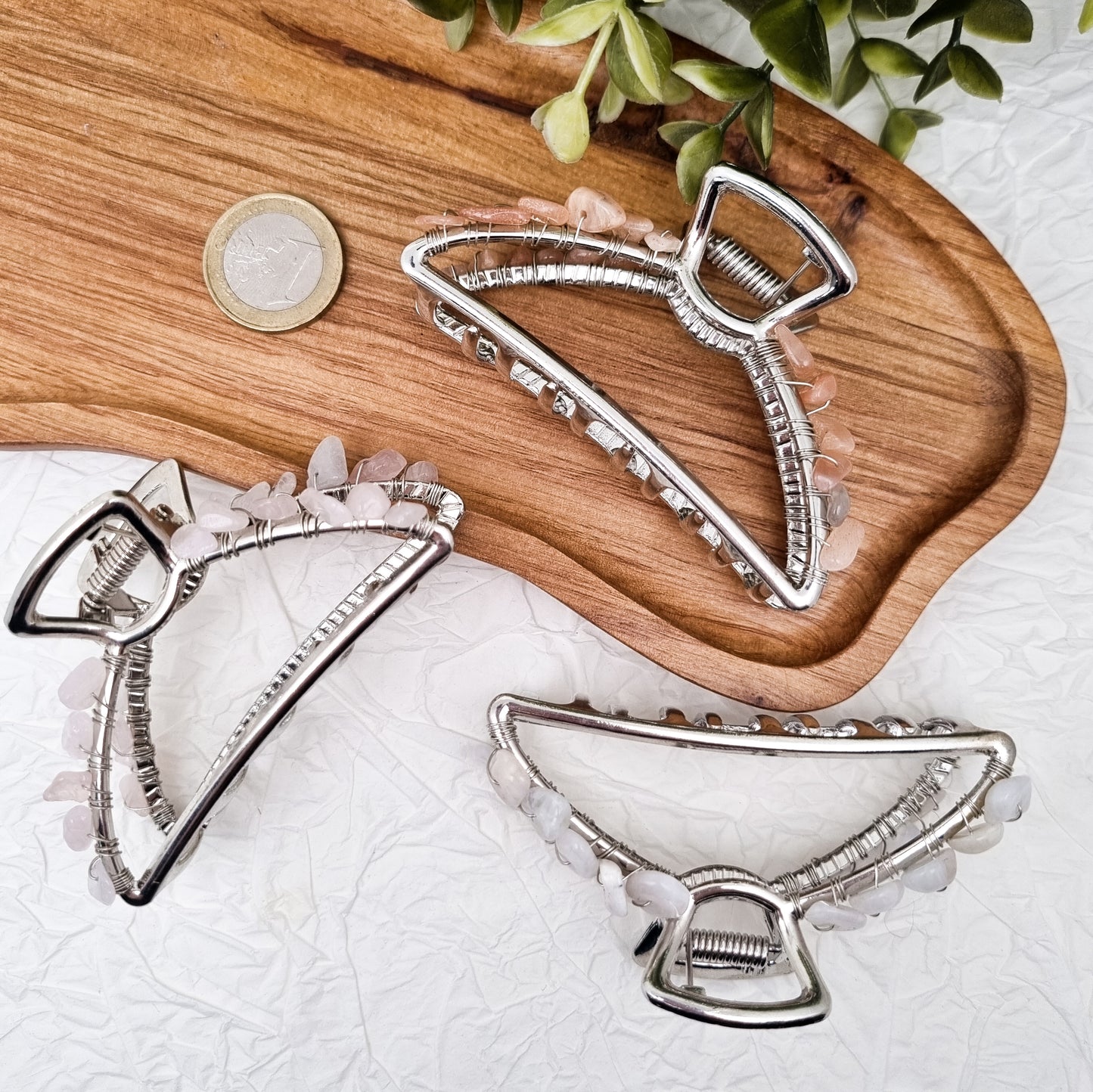 MINI Haarklammer Silber mit Edelsteinen