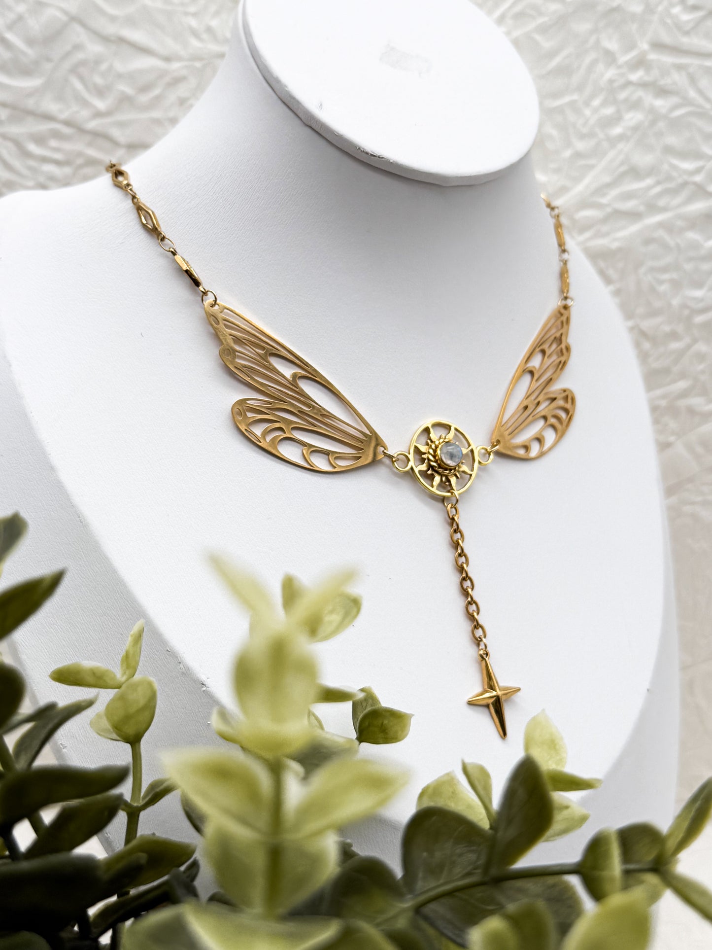 Magical fairy wings Mondstein Kette | Gold und Silber | Edelstahl