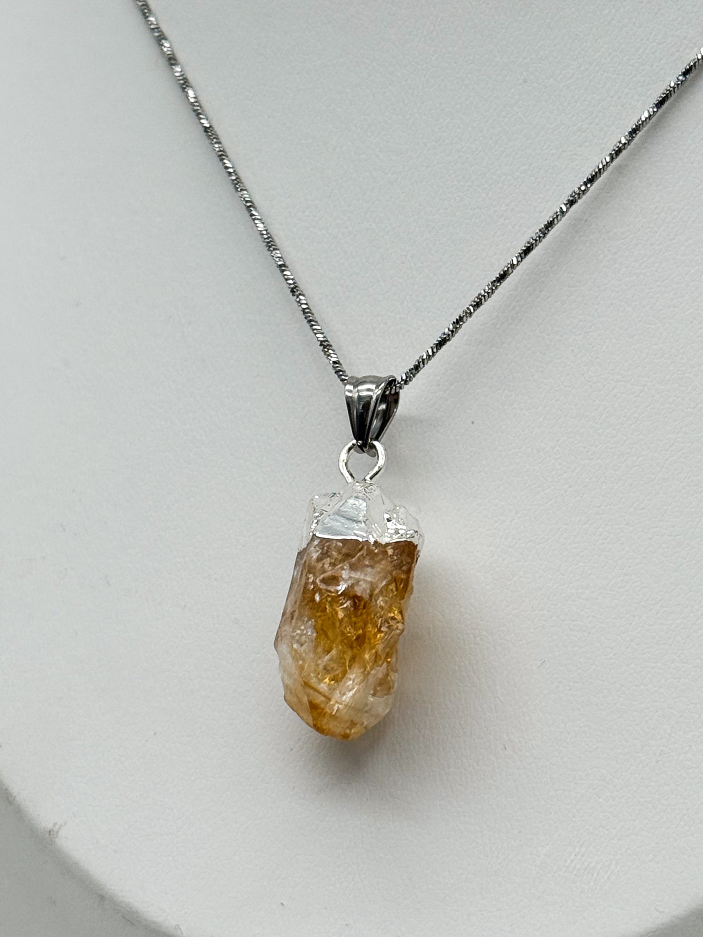 Elegante Citrin Kette | Gold und Silber | Edelstahl