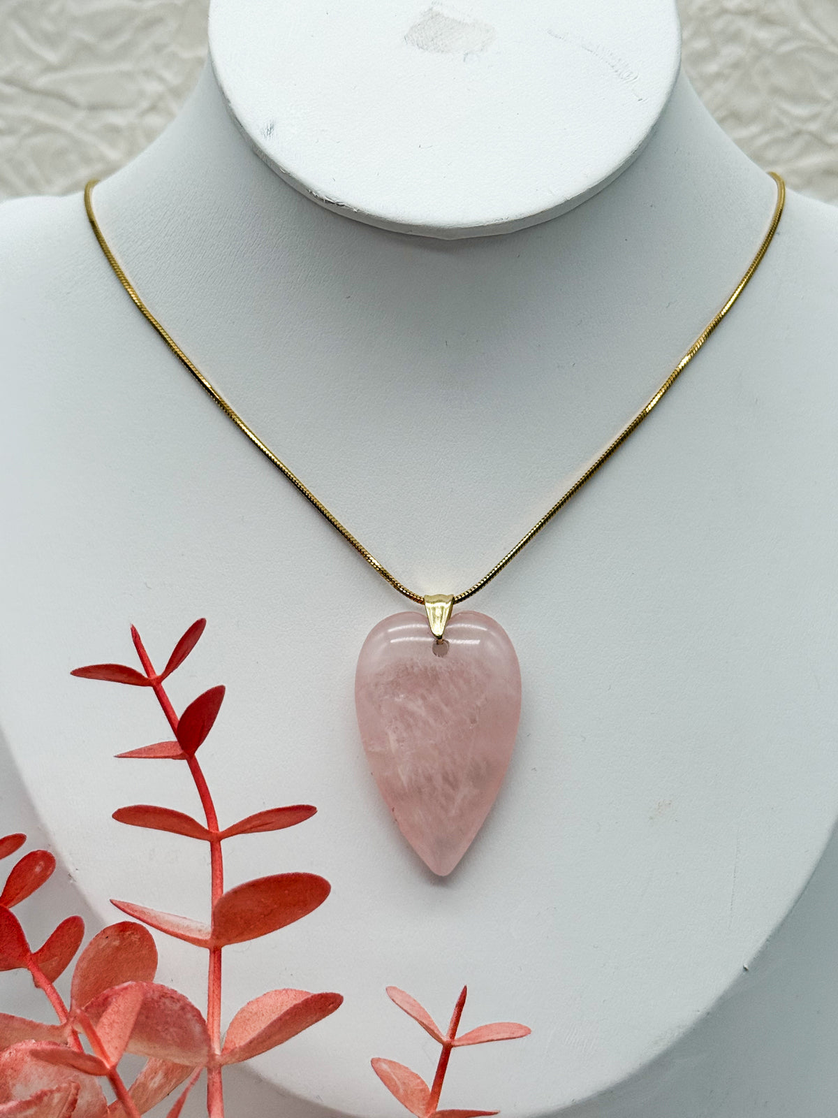 Schlichte Rosenquarz Kette | Gold und Silber | Edelstahl