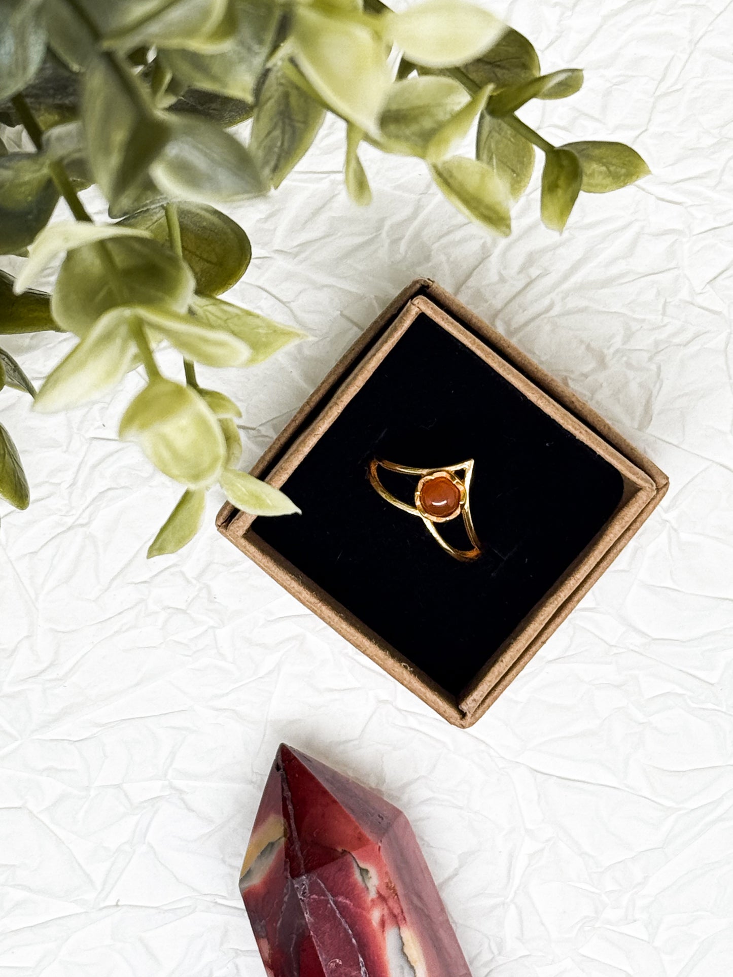 Soulstone Ring - Karneol & Obsidian | Größenverstellbar