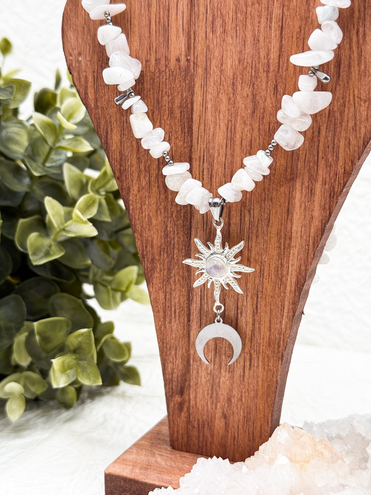 "Luna Solis" Mondstein Splitterkette | Gold & Silberli