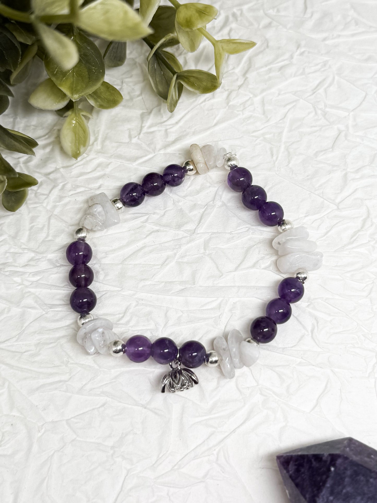 Armband "Lunaria" | Mondstein - Amethyst | Silber | Edelstahl