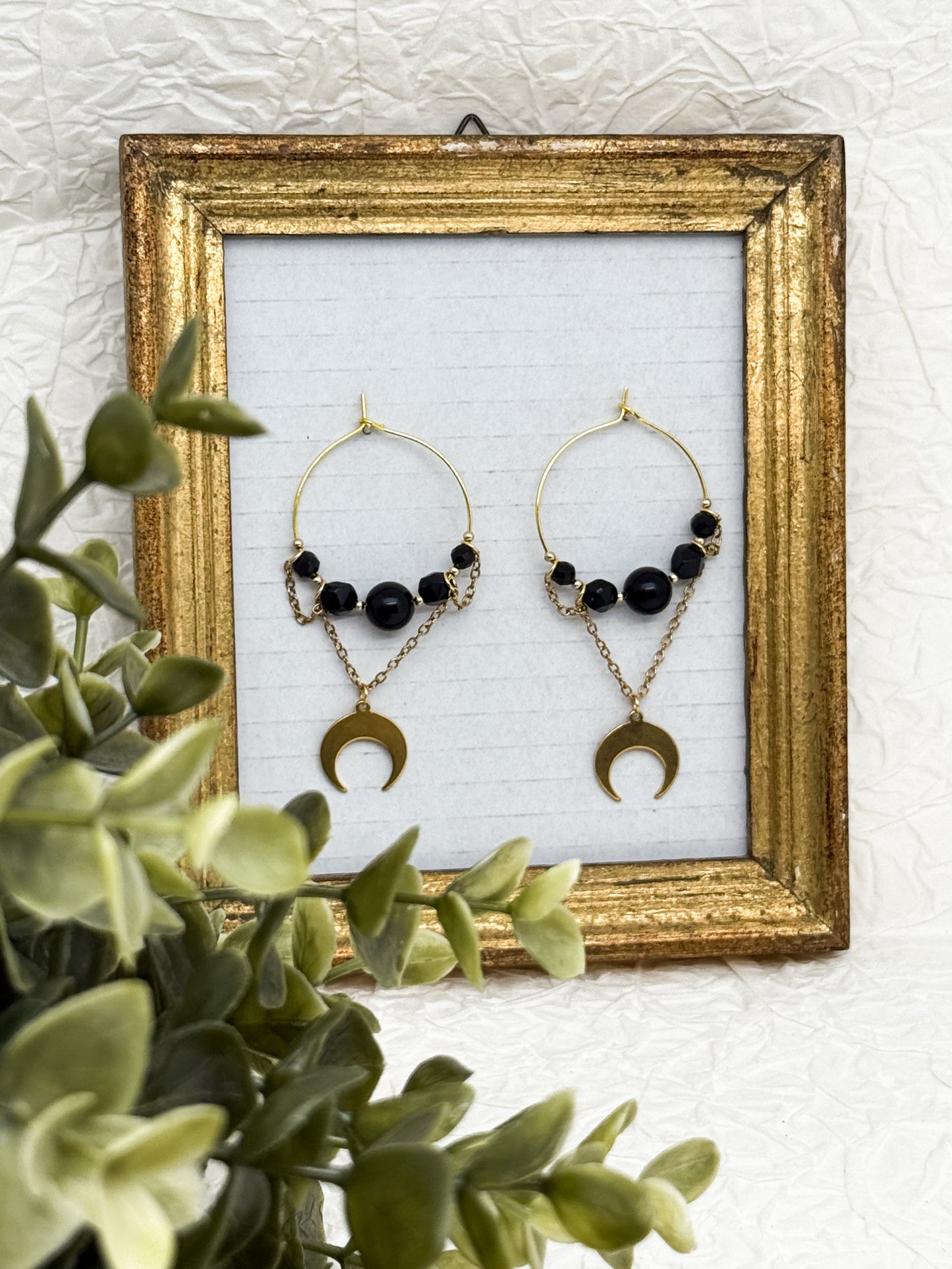 Shadow Huntress Creolen mit Obsidian | Gold & Silber | Edelstahl