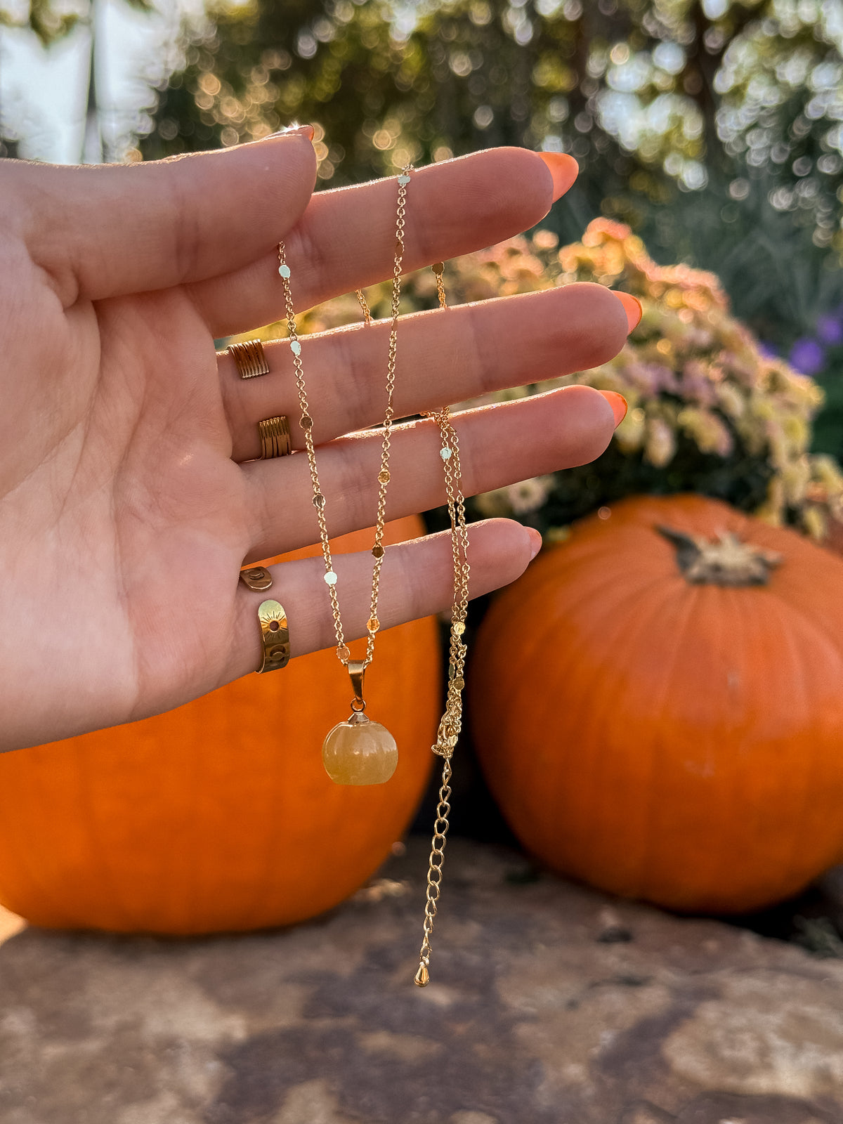 Schlichte Kürbiskette Kette | Gold & Silber | Topas-Jade