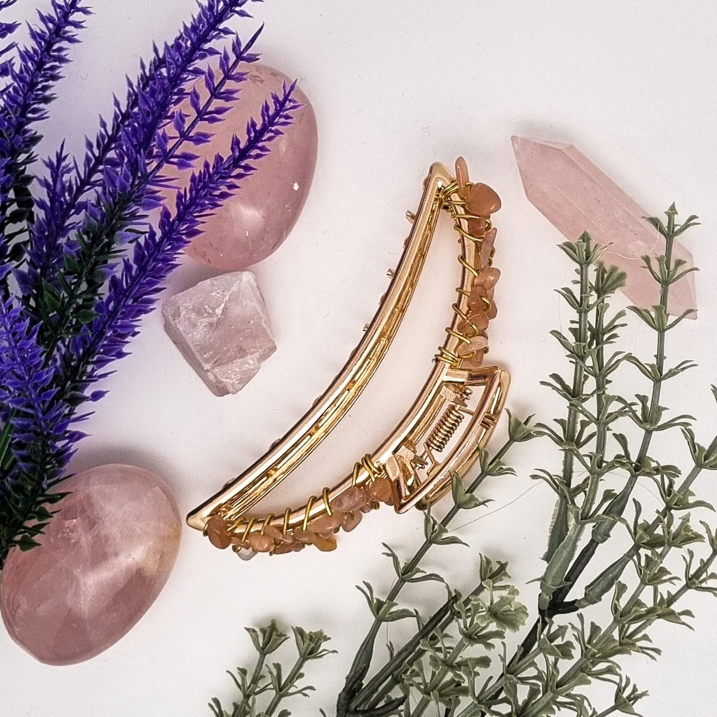 Mond-Haarklammer in Gold mit Edelsteinen