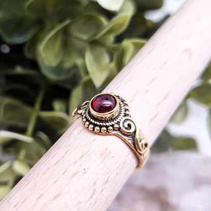 Granat - Amethyst Boho Ring | Gold & Silber | Gr. 7-8