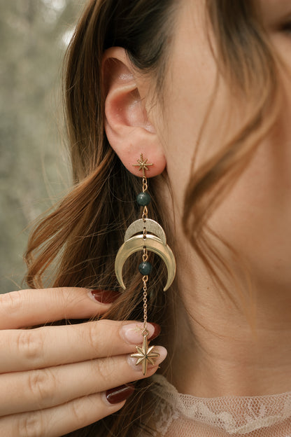 Moonlit Grove Moosachat Ohrringe | Gold & Silber | Edelstahl