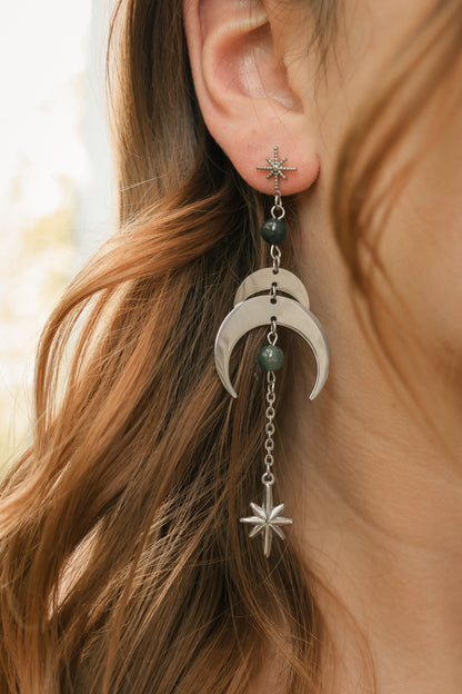 Moonlit Grove Moosachat Ohrringe | Gold & Silber | Edelstahl