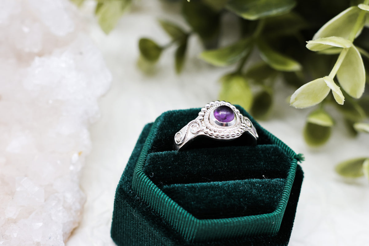 Sonnenstein - Amethyst Boho Ring | Gold & Silber | Größenverstellbar