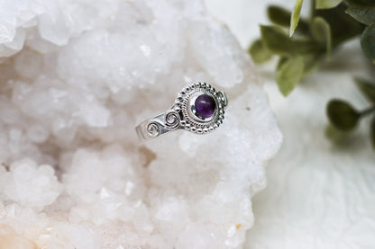 Sonnenstein - Amethyst Boho Ring | Gold & Silber | Größenverstellbar
