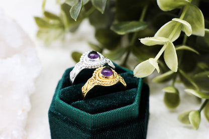 Sonnenstein - Amethyst Boho Ring | Gold & Silber | Größenverstellbar