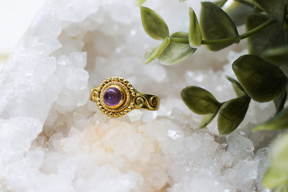 Sonnenstein - Amethyst Boho Ring | Gold & Silber | Größenverstellbar