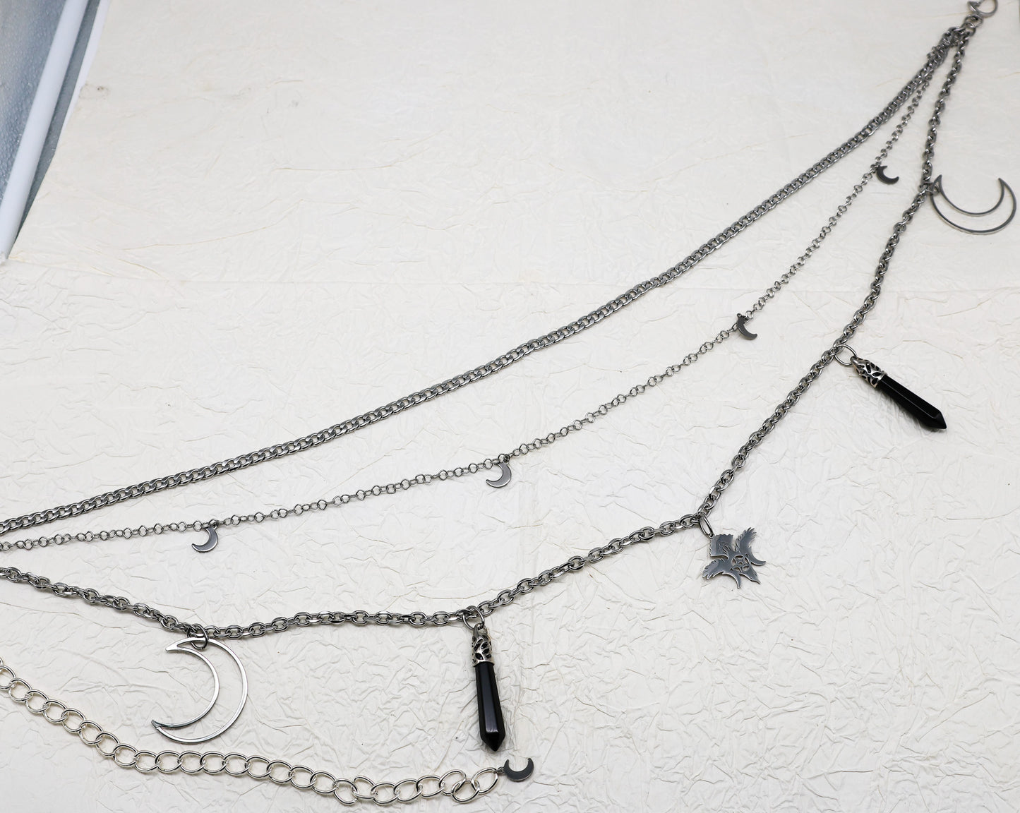 Taillengürtel Dark Crow mit Obsidian | Silber & Gold | Edelstahl