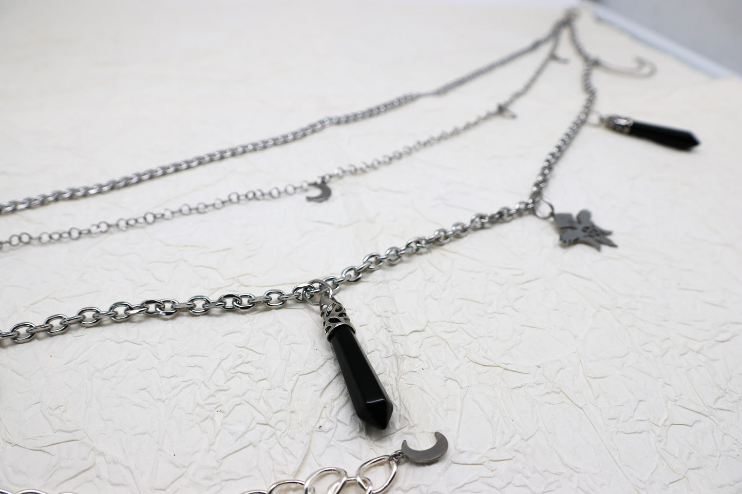 Taillengürtel Dark Crow mit Obsidian | Silber & Gold | Edelstahl