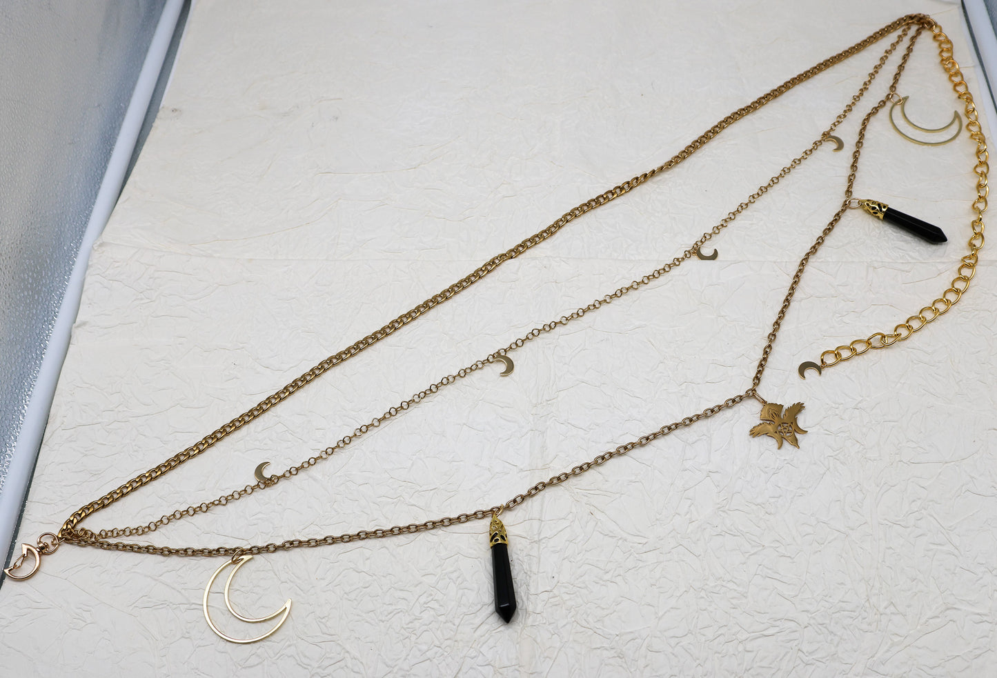 Taillengürtel Dark Crow mit Obsidian | Silber & Gold | Edelstahl