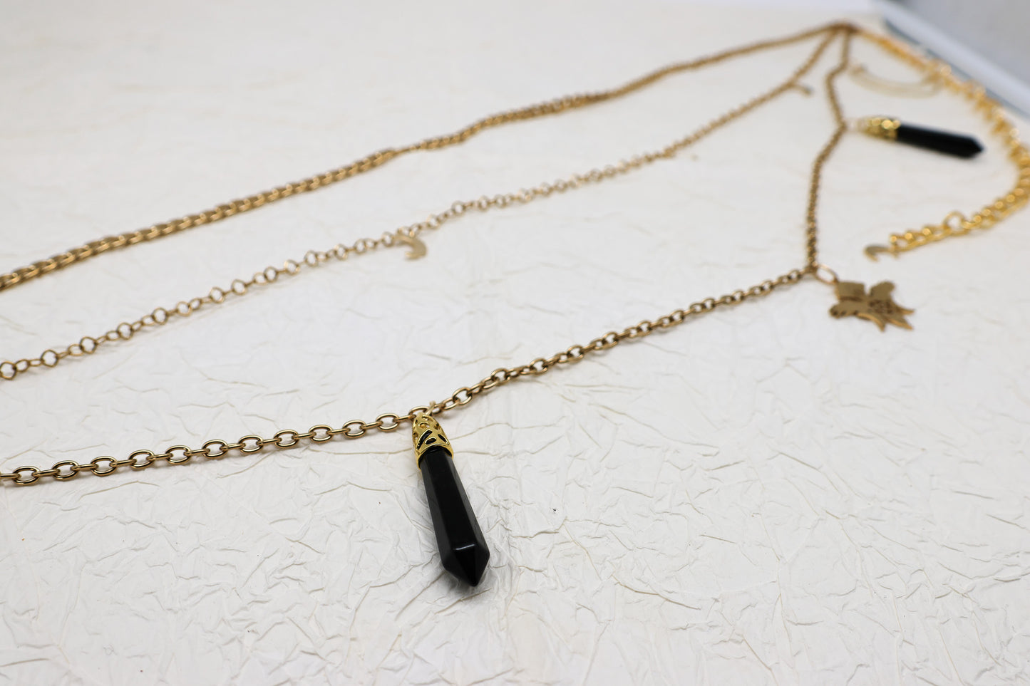 Taillengürtel Dark Crow mit Obsidian | Silber & Gold | Edelstahl