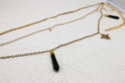Taillengürtel Dark Crow mit Obsidian | Silber & Gold | Edelstahl
