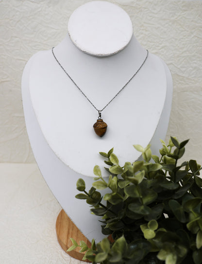 Eichel Tigerauge-Kette | Gold und Silber | Edelstahl