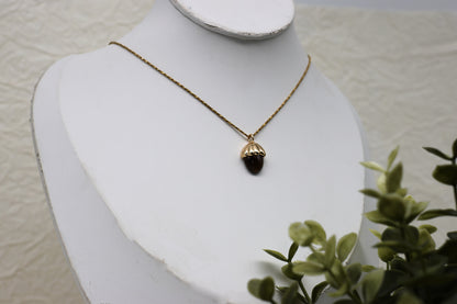 Eichel Tigerauge-Kette | Gold und Silber | Edelstahl