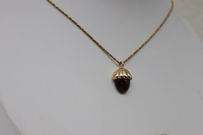 Eichel Tigerauge-Kette | Gold und Silber | Edelstahl