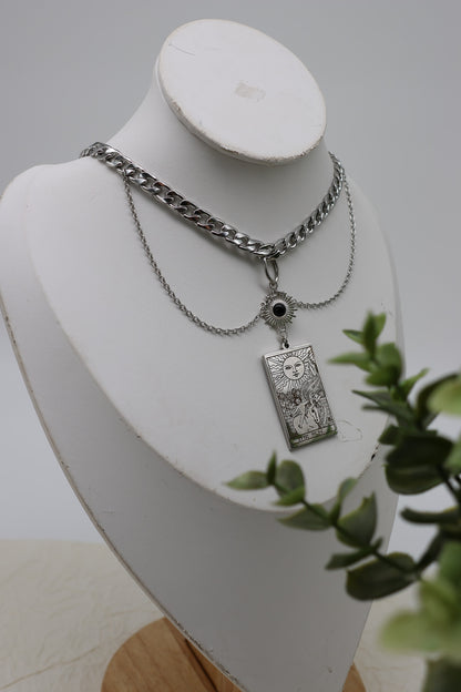 Chunky Tarot Obsidian-Kette | Gold und Silber | Edelstahl
