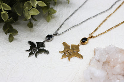 Crow Guardian Obsidian-Kette | Gold und Silber | Edelstahl