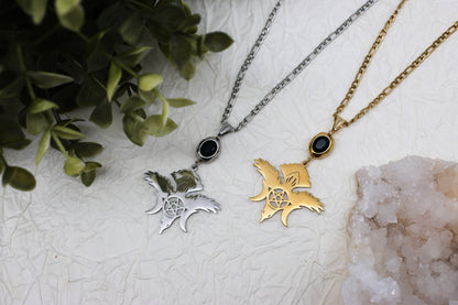 Crow Guardian Obsidian-Kette | Gold und Silber | Edelstahl