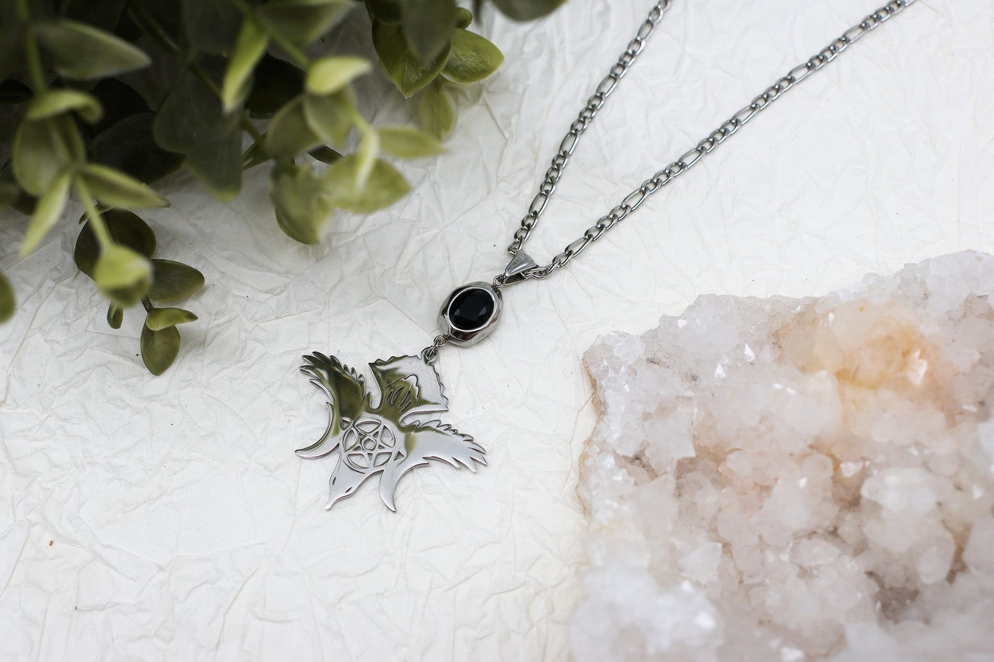Crow Guardian Obsidian-Kette | Gold und Silber | Edelstahl
