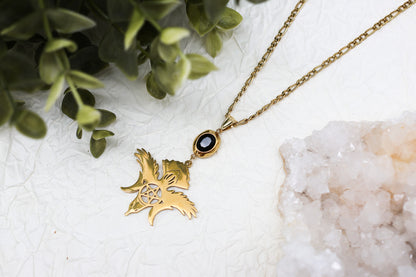 Crow Guardian Obsidian-Kette | Gold und Silber | Edelstahl