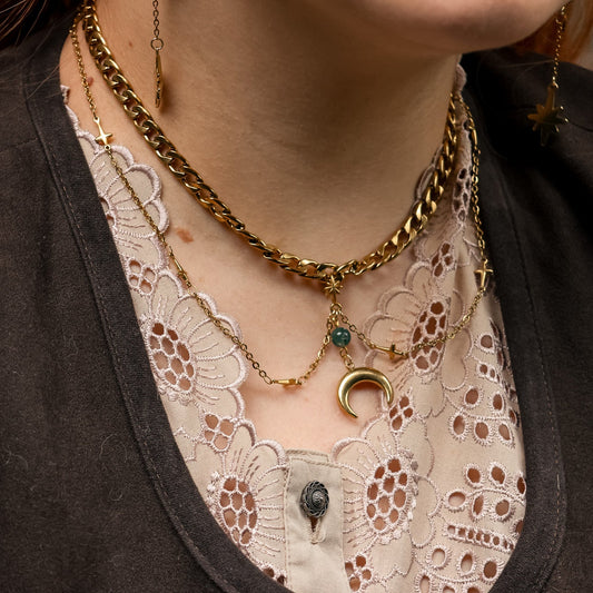 Moonlit Grove Moosachat-Kette | Gold und Silber | Edelstahl
