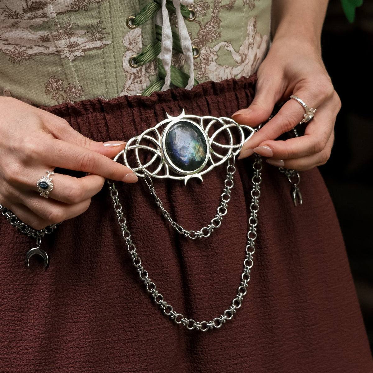 Taillengürtel Moon Goddess mit Labradorit | Silber & Gold | Edelstahl