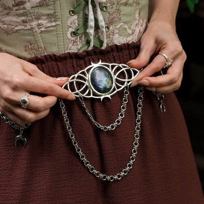 Taillengürtel Moon Goddess mit Labradorit | Silber & Gold | Edelstahl