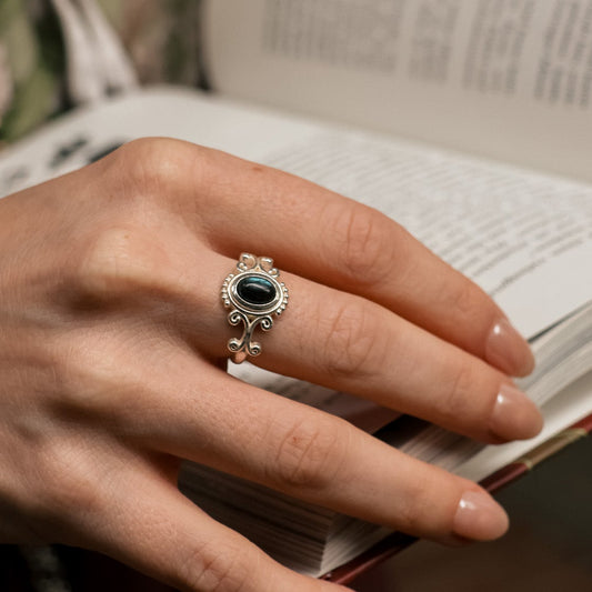 Royal Anarchie Ring | Moosachat - Labradorit Ring | Größenverstellbar
