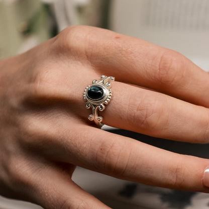 Royal Anarchie Ring | Moosachat - Labradorit Ring | Größenverstellbar