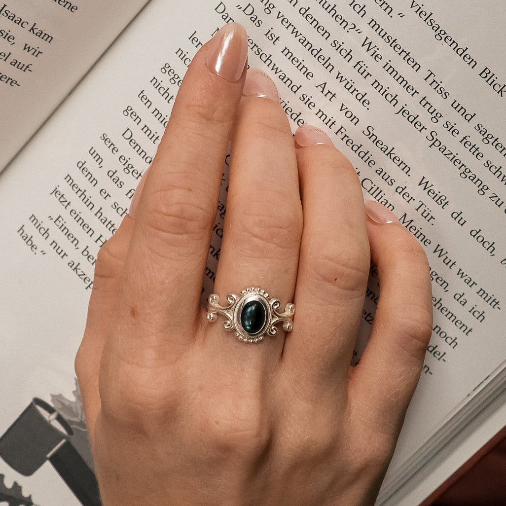 Royal Anarchie Ring | Moosachat - Labradorit Ring | Größenverstellbar
