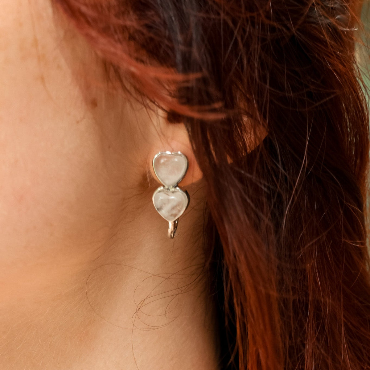 Baby Witch Herz Obsidian & Bergkristall Ohrstecker | Gold & Silber | Edelstahl