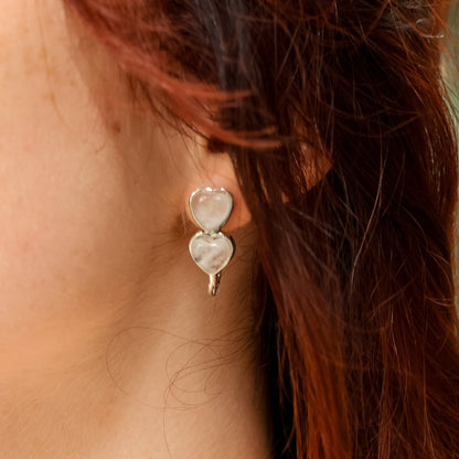 Baby Witch Herz Obsidian & Bergkristall Ohrstecker | Gold & Silber | Edelstahl