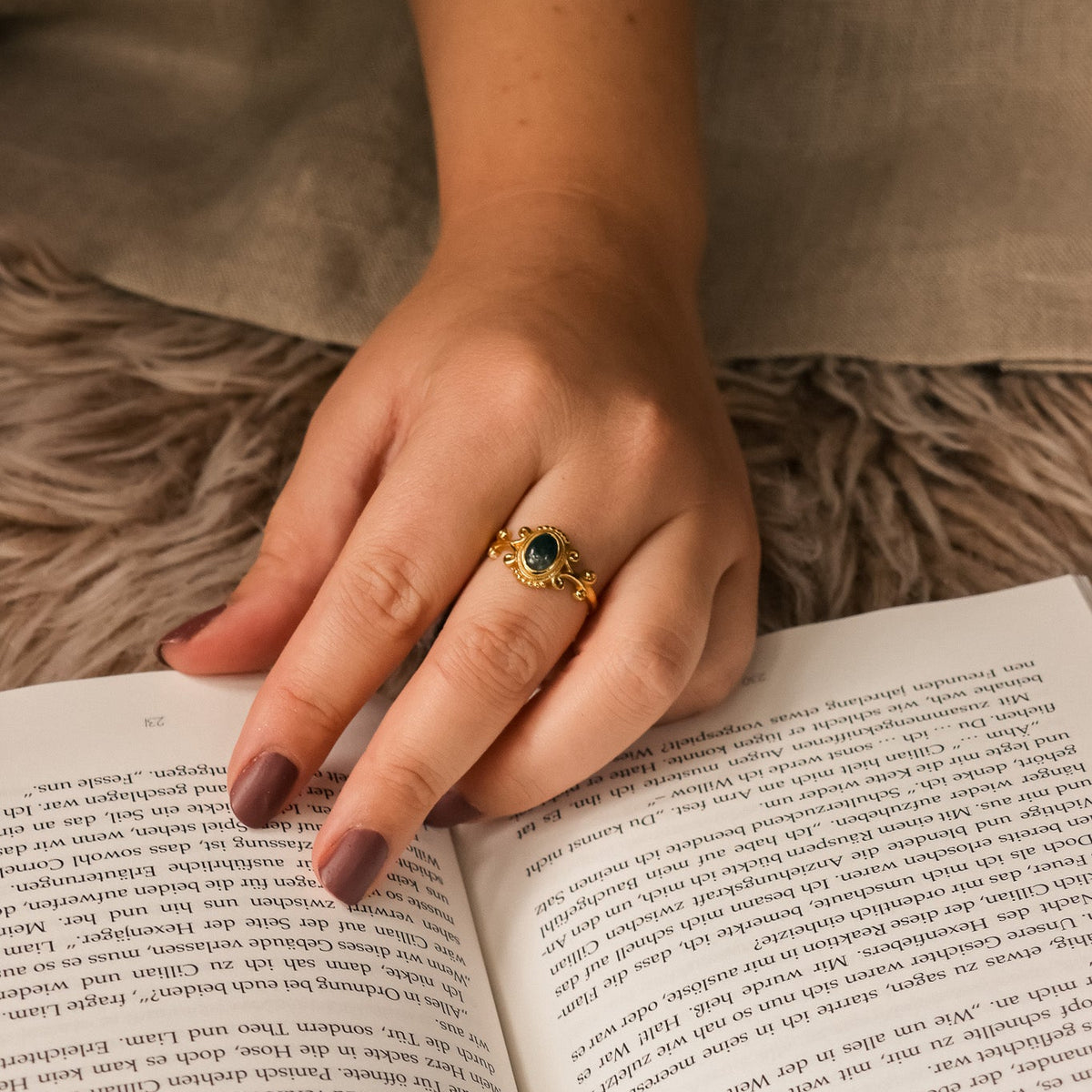 Royal Anarchie Ring | Moosachat - Labradorit Ring | Größenverstellbar