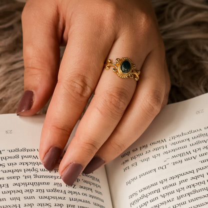 Royal Anarchie Ring | Moosachat - Labradorit Ring | Größenverstellbar