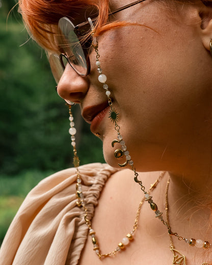 Brillenkette "To the sky" mit Labradorit | Gold & Silber | Edelstahl
