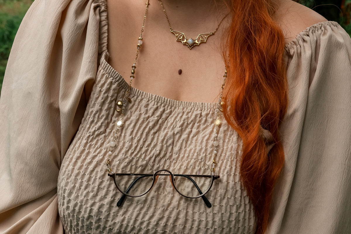 Brillenkette "To the sky" mit Labradorit | Gold & Silber | Edelstahl