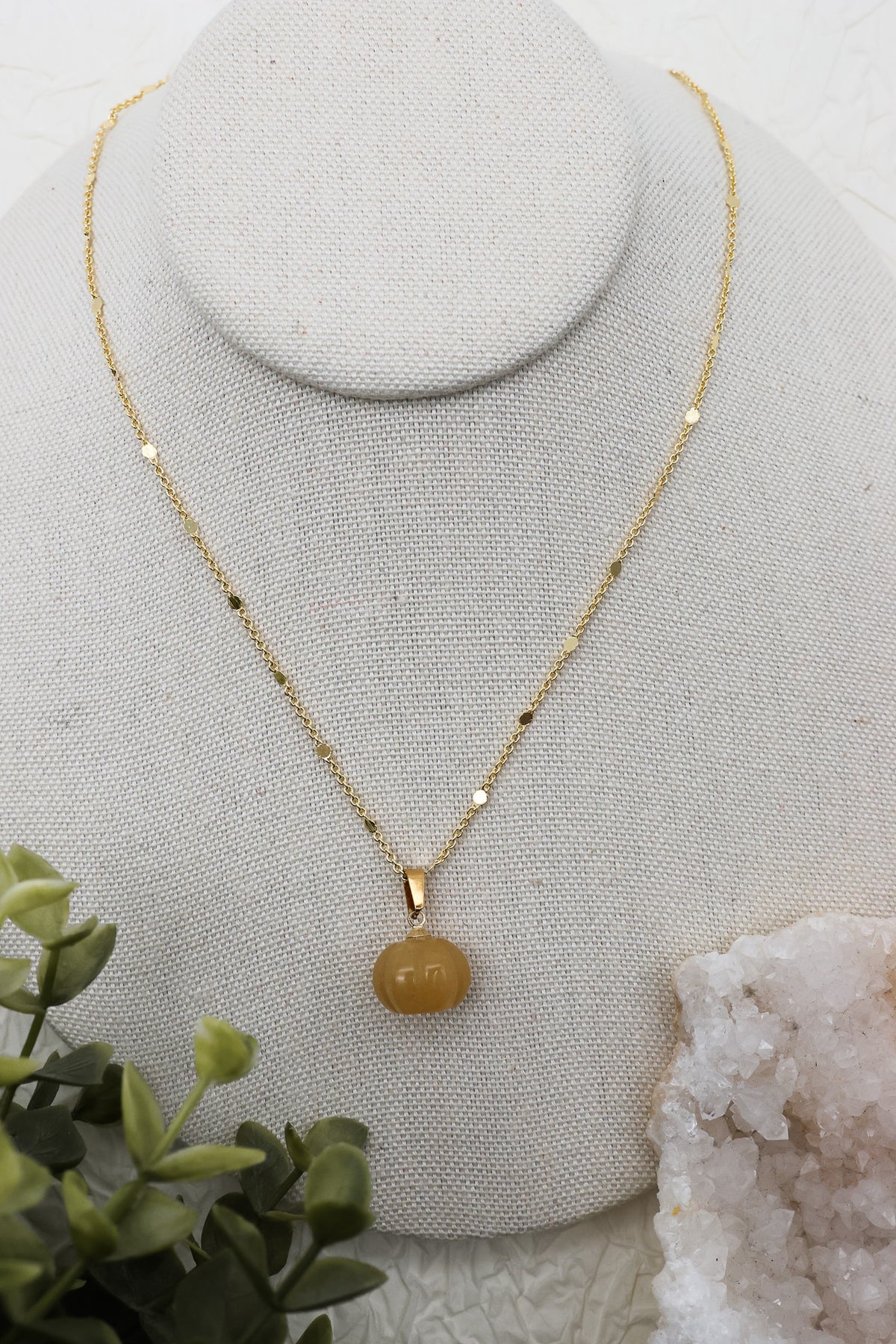 Schlichte Kürbiskette Kette | Gold & Silber | Topas-Jade