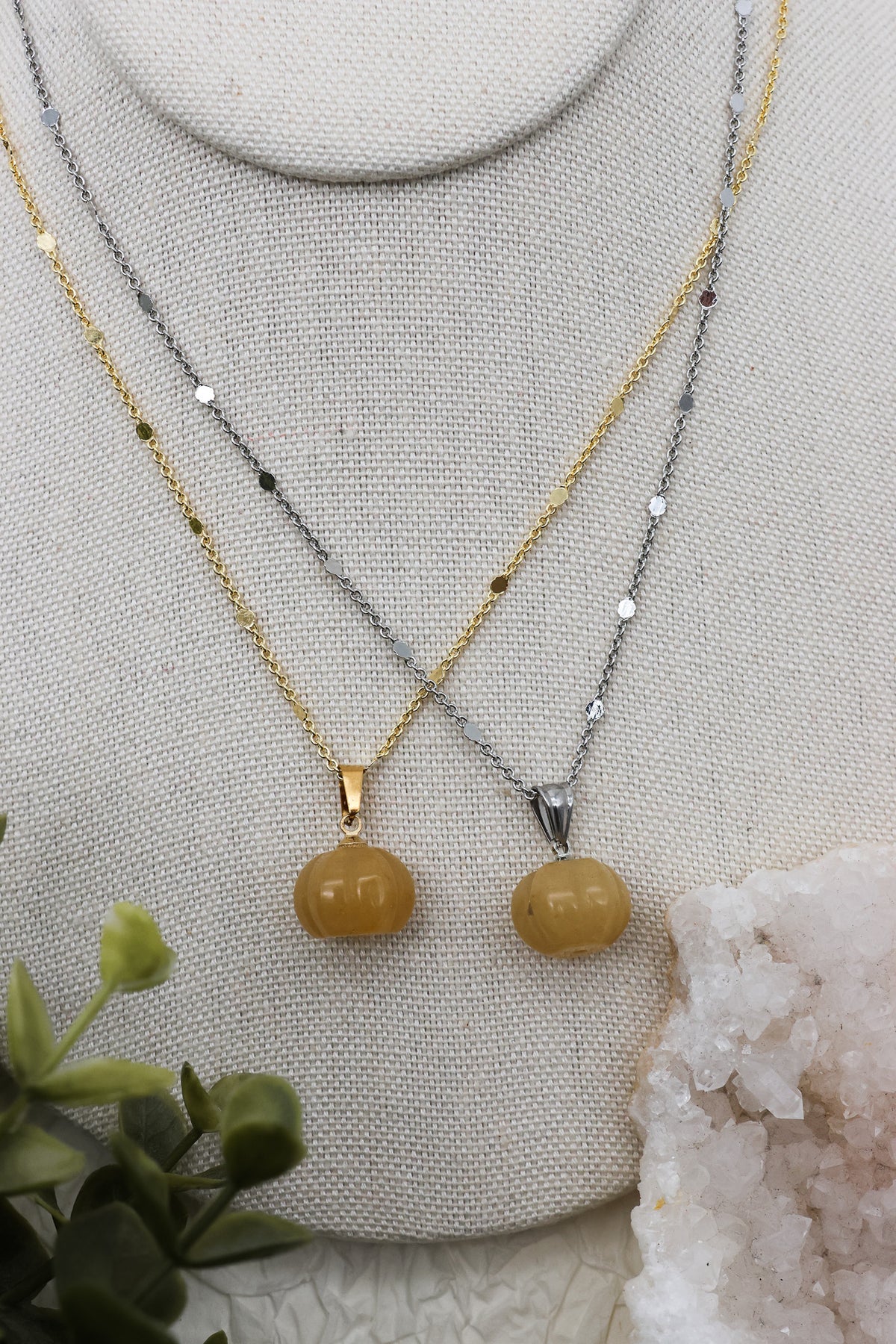Schlichte Kürbiskette Kette | Gold & Silber | Topas-Jade