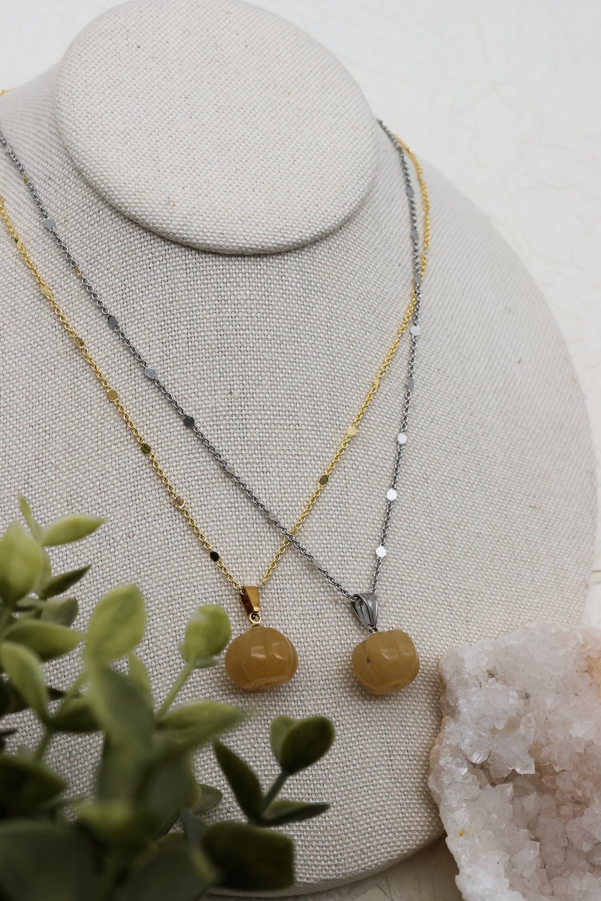 Schlichte Kürbiskette Kette | Gold & Silber | Topas-Jade