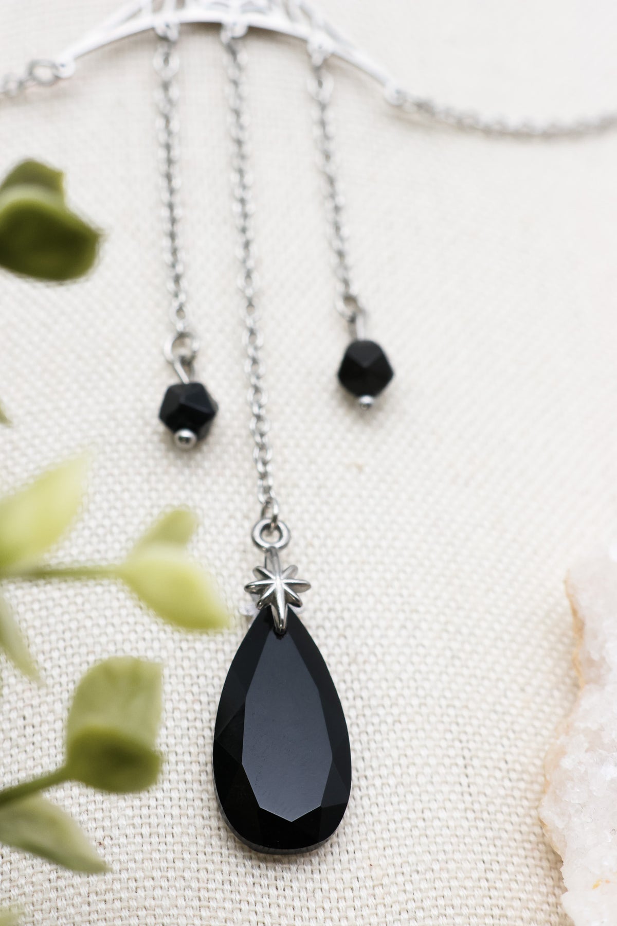 Widow’s Web Kette mit Obsidian | Gold & Silber | Edelstahl