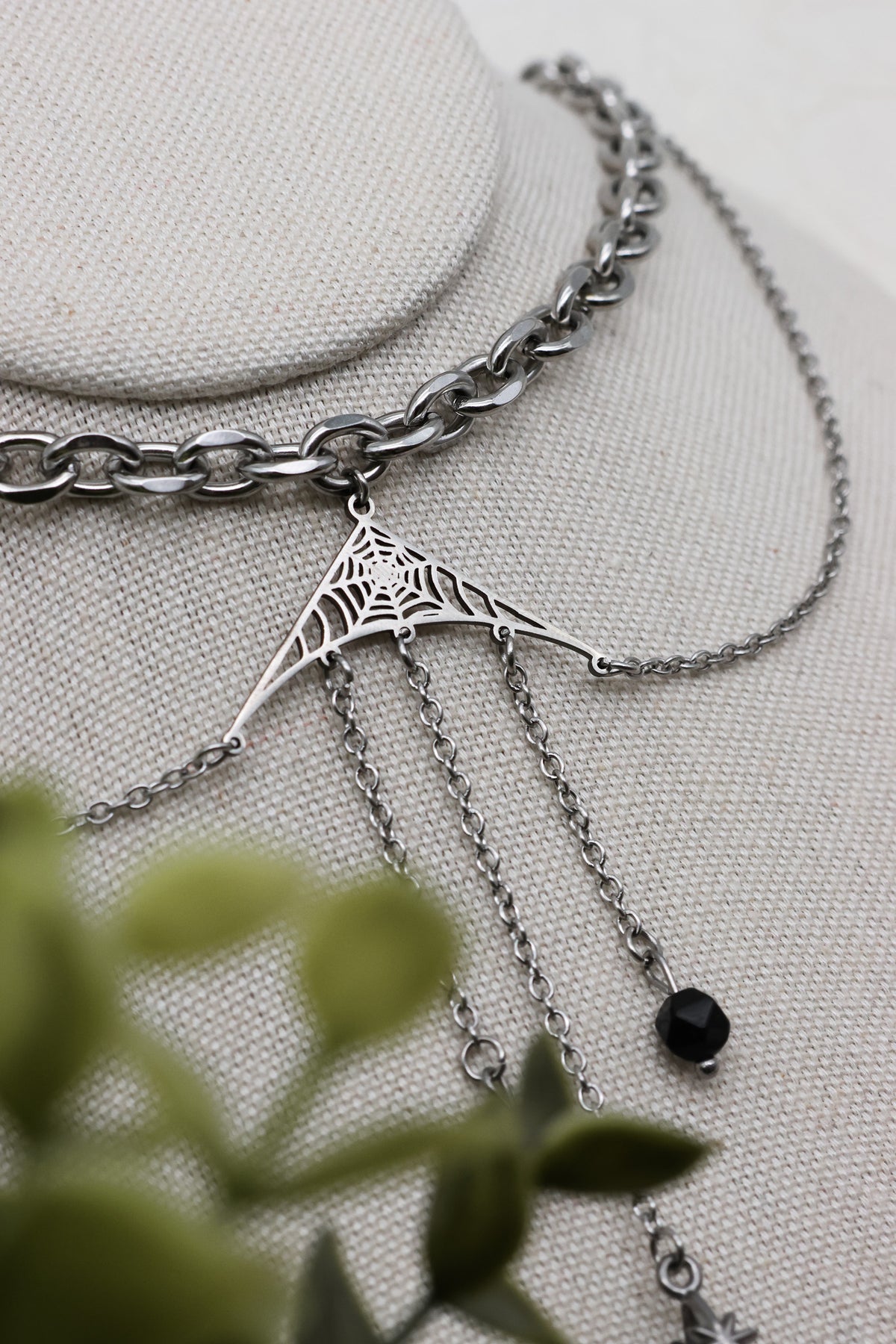 Widow’s Web Kette mit Obsidian | Gold & Silber | Edelstahl