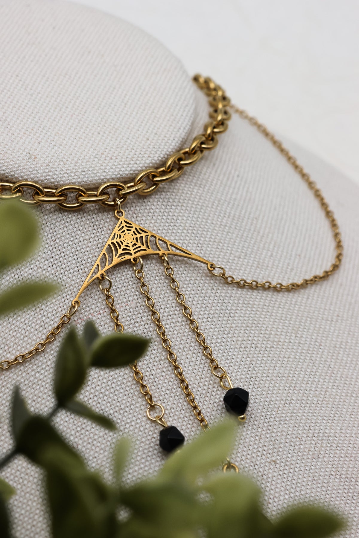 Widow’s Web Kette mit Obsidian | Gold & Silber | Edelstahl